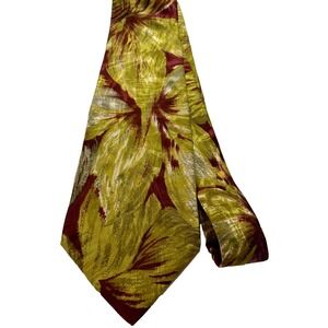 Men's Tie Necktie Paul Rodon Polyester Made USA Abstract Floral‎ Red Gold Silver